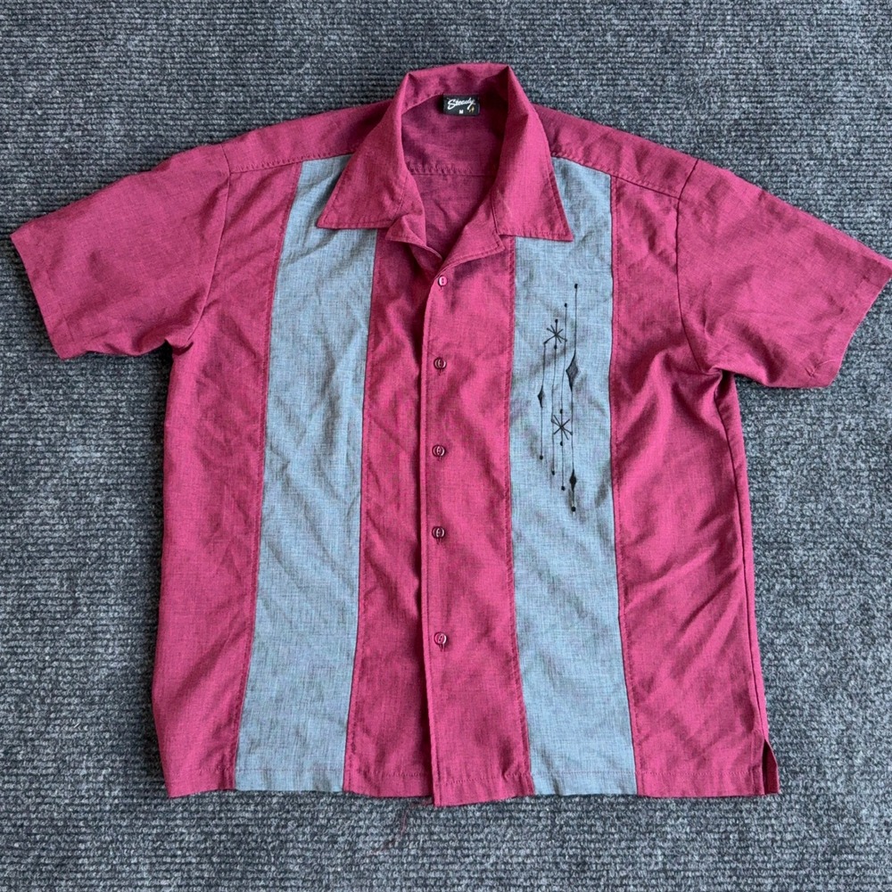 Steady Mid Century Marvel Bowling Shirt Mens M Burgundy Embroidered USA